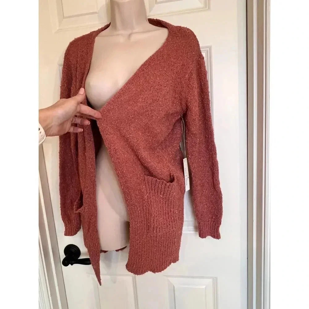 Warm and cozy pink berry long sleeve‎ open cardigan size medium NWT